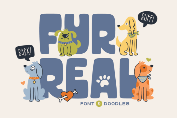 Fur Real: A Bold, Curvy Dog-Themed Font and Doodle Set